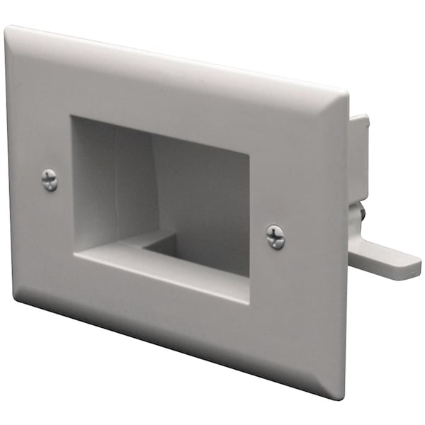 Datacomm Electronics Easy-Mount Slim-Fit Recessed Low Voltage Cable Plate (White) 45-0009-WH